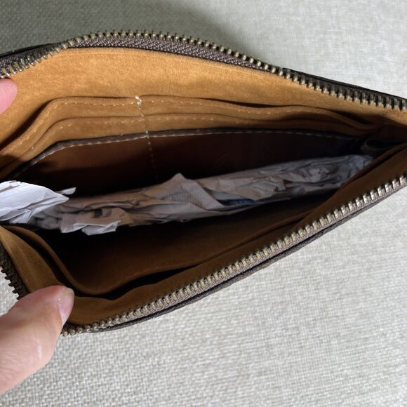 Patricia Nash NWT St Croce Map Print Leather Wristlet Wallet Bag Riot Rust 9.5” - Picture 7 of 8